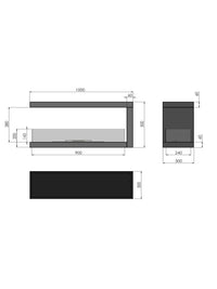 Caminetto a Bioetanolo Da Incasso di Design U1000.1 con Vetro Aperto su 3 Lati Bruciatore da 0,7 Litri