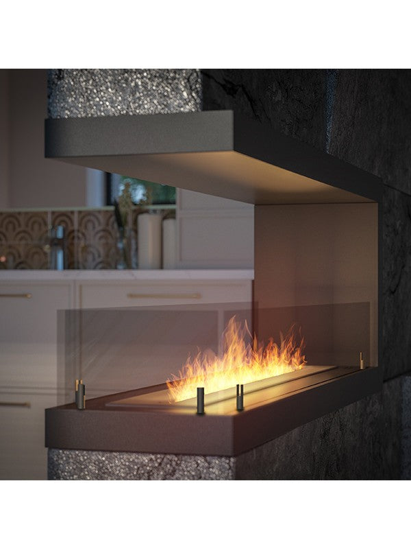 Caminetto a Bioetanolo Da Incasso di Design U1200 con Vetro Aperto su 3 Lati Bruciatore da 3 Litri