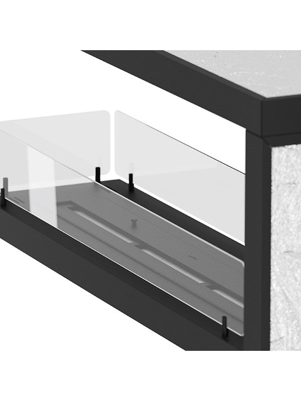 Caminetto a Bioetanolo Da Incasso di Design U1200 con Vetro Aperto su 3 Lati Bruciatore da 3 Litri