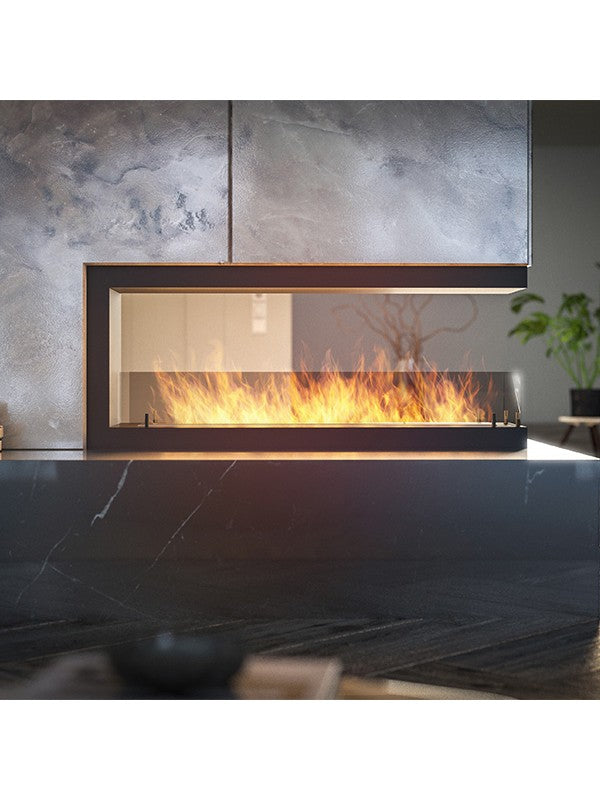 Caminetto a Bioetanolo Da Incasso di Design U1200 con Vetro Aperto su 3 Lati Bruciatore da 3 Litri