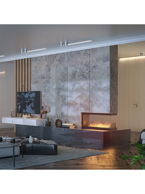 Caminetto a Bioetanolo Da Incasso di Design U1200 con Vetro Aperto su 3 Lati Bruciatore da 3 Litri