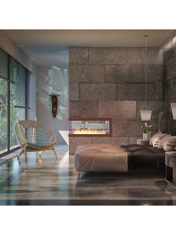 Caminetto a Bioetanolo Da Incasso di Design U1200 con Vetro Aperto su 3 Lati Bruciatore da 3 Litri