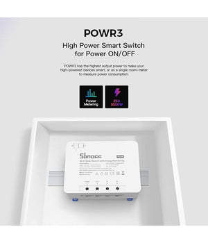 Interruttore Contatore Wifi Smart Con Monitoraggio Energetico Alexa Sonoff Powr3         