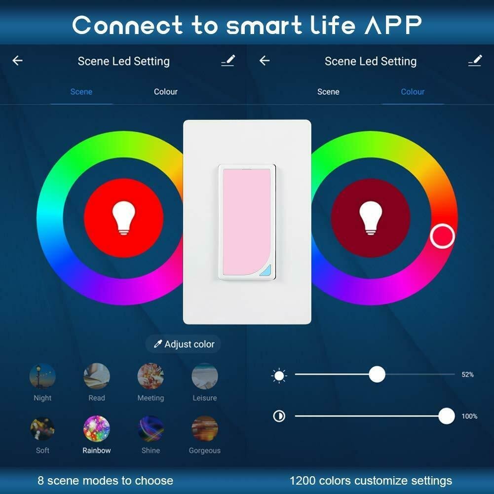 Interruttore Luce Notturna WIFI dimmer RGB integrata 10A Alexa Google Home IFTTT - ZENCOCCO