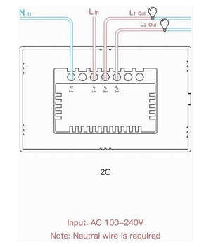 Interruttore Luce Parete Smart Home Touch Wireless Wifi A 2 Canali Sonoff T0us2c         