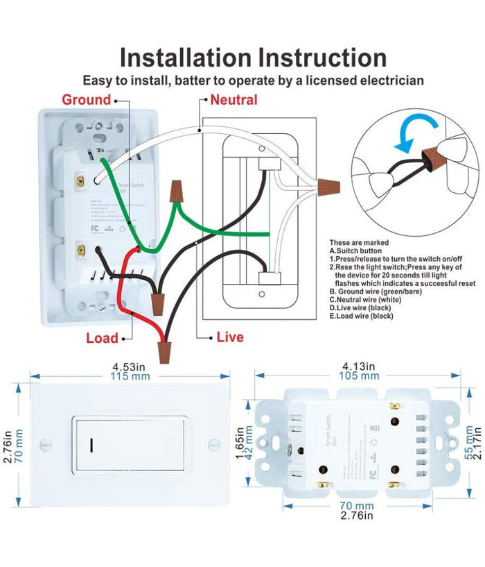 Interruttore Luci Smart Wifi Compatibile Con Alexa Google Ifttt Controllo Vocale         