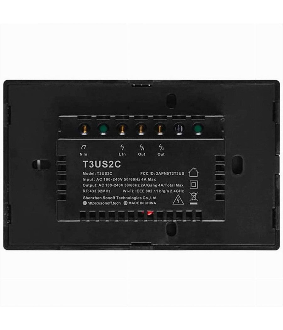 Interruttore Sonoff Smart 2 Canale Controller Wireless Placca Touch Domotica T3us2c         