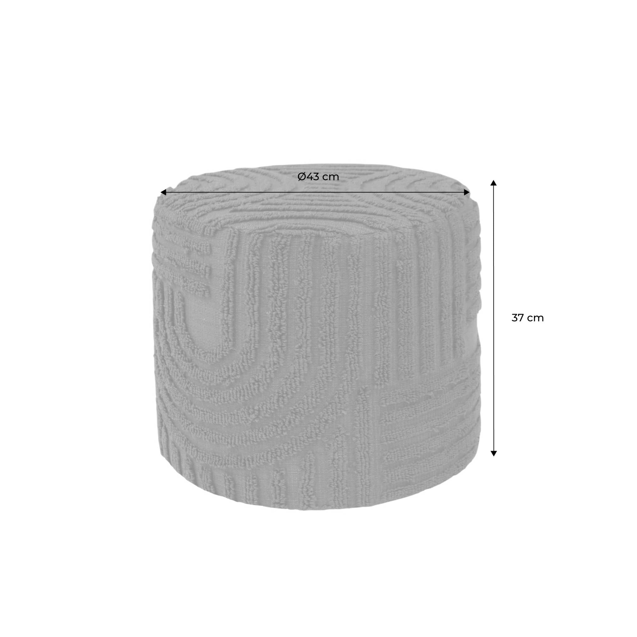 Pouf rotondo in bouclé tuftato, bianco