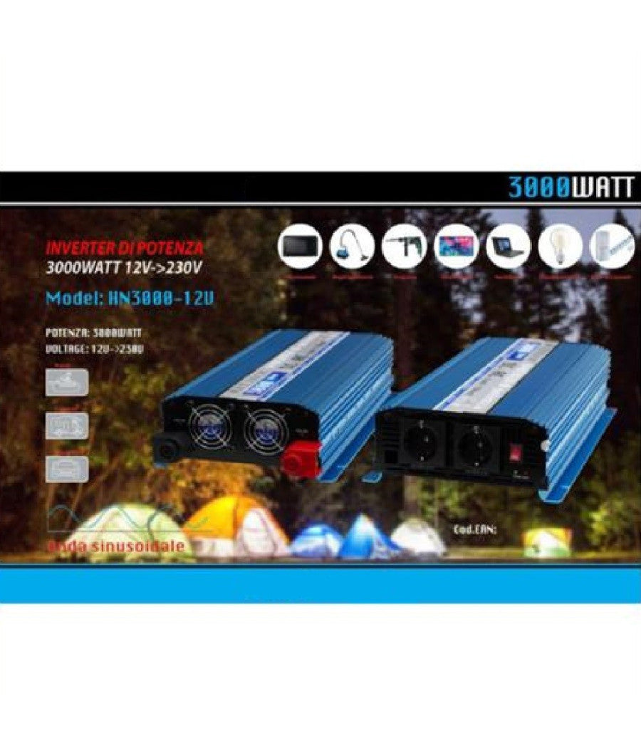 Inverter Di Potenza 3000w Onda Sinusoidale Da 12v A 230v Auto Maxtech Hn3000-12v         