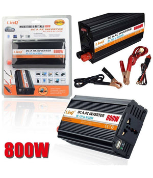 Inverter Di Potenza 800w 12v 220v Convertitore Tasto On Off Pinze Batteria P800w         
