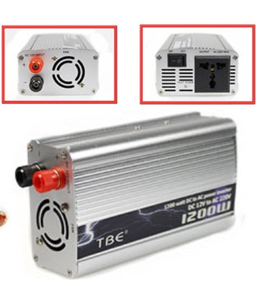 Inverter Potenza 1200 Watt Effettivi Convertitore Da 12v A 220v Trasformatore         