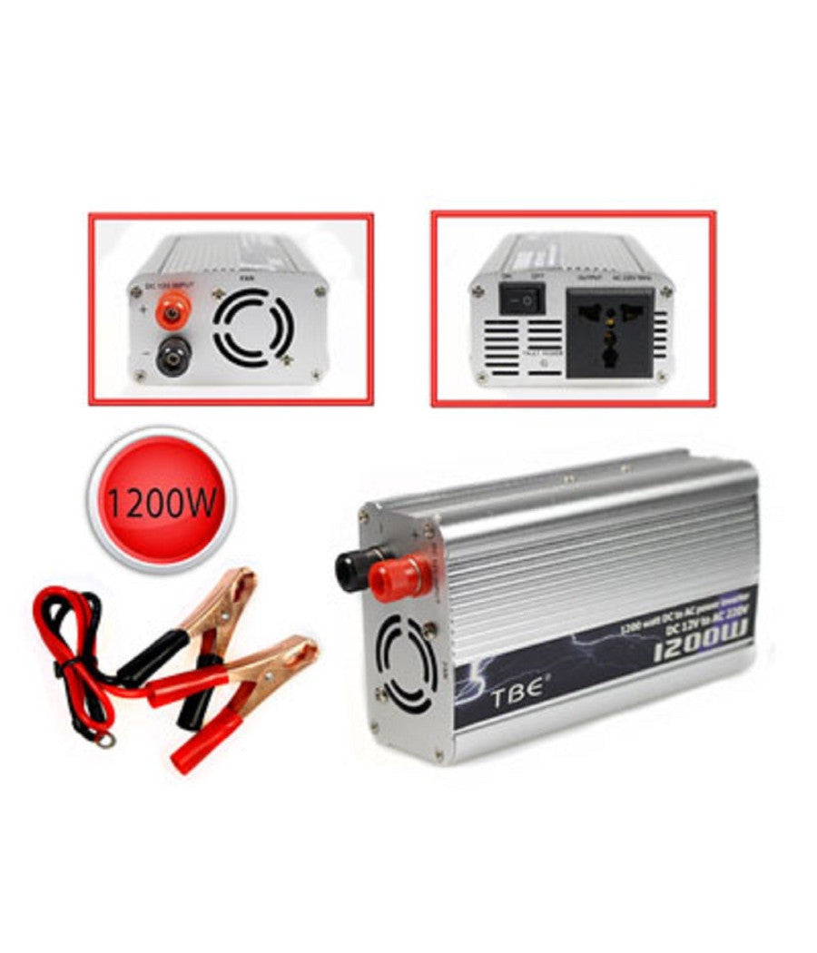 Inverter Potenza 1200 Watt Effettivi Convertitore Da 12v A 220v Trasformatore         
