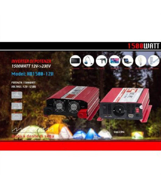 Inverter Potenza Da 12v A 230v Tensione 1500w Per Camper Auto Maxtech Hb1500-12v         