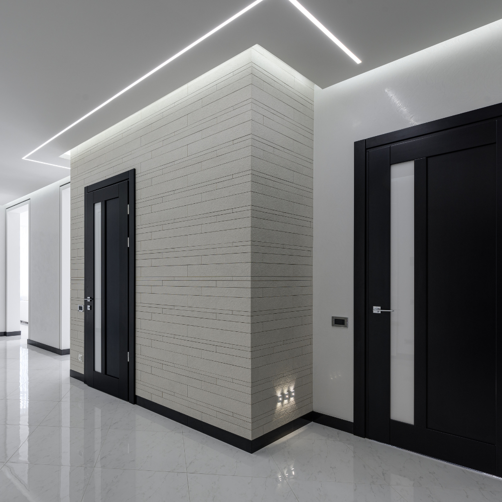 Semilavorato cartongesso fibra alluminio illuminazione led angolare 14,5x29x29cm