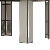 Gazebo da Giardino 3.7x3m con Tetto in Policarbonato a 2 Livelli, Acciaio e Alluminio, Marrone