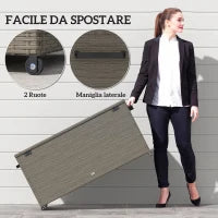 Baule da Esterno da 184L in Rattan PE con Ruote e Rivestimento Interno Impermeabile, 102x52x52 cm, Grigio