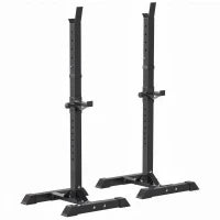 Set di 2 Rack Supporto per Bilanciere in Acciaio, Altezza Regolabile su 12 Livelli, 50x49x124-154cm, Nero