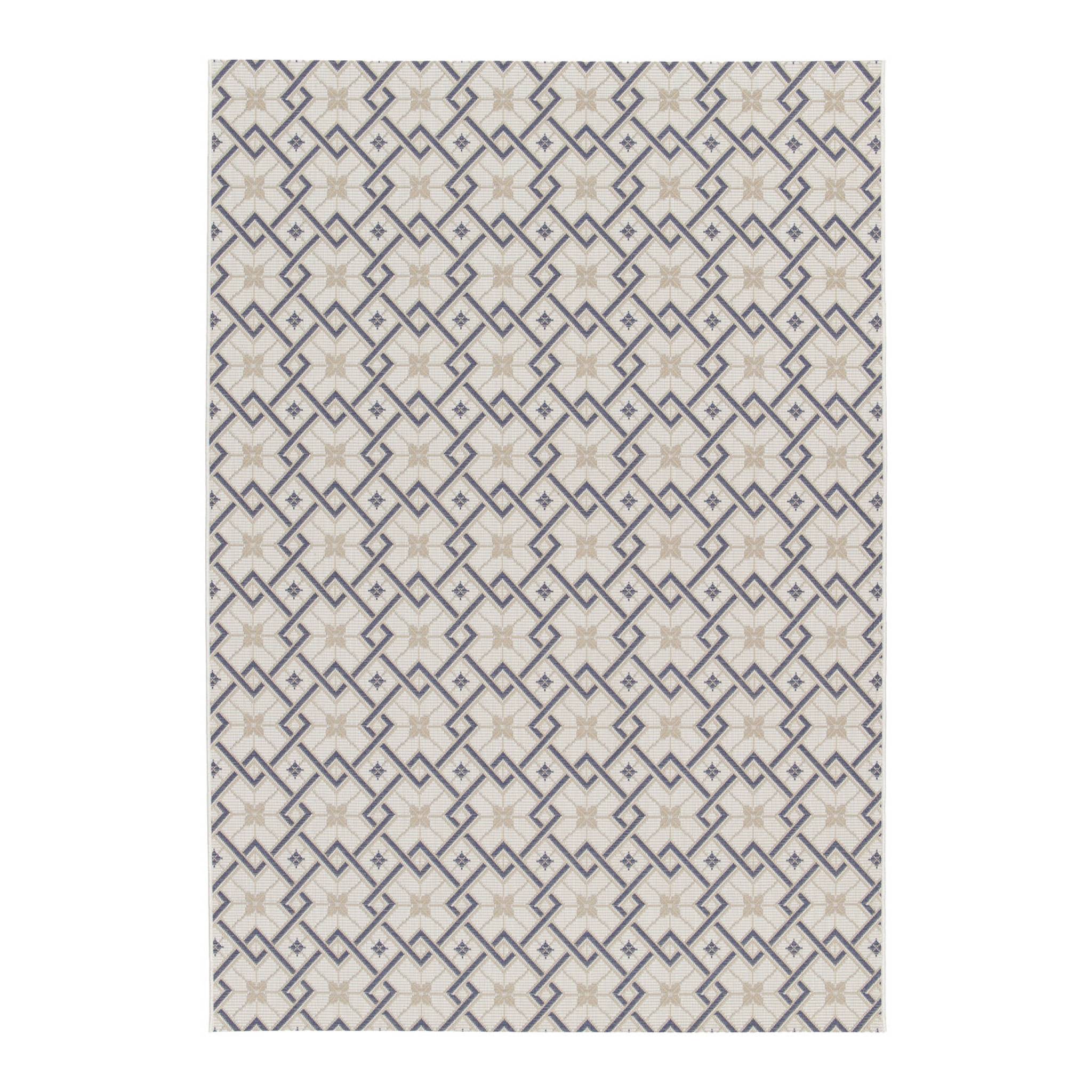 Tappeto da interni/esterni vintage crema beige blu