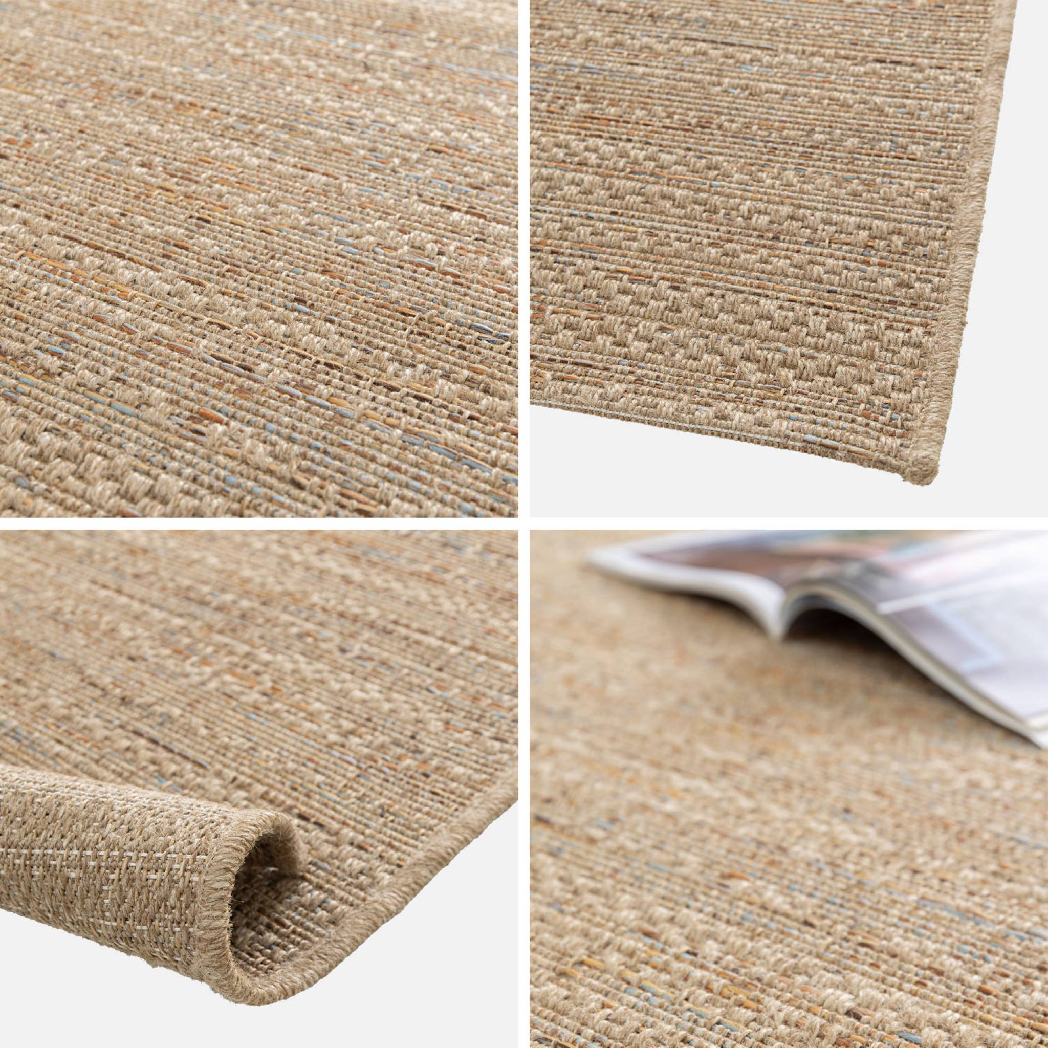 Moquette interna/esterna ad effetto juta chiaro con accenti colorati