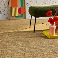 Moquette interna/esterna ad effetto juta chiaro con accenti colorati