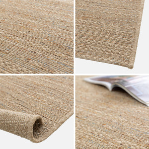 Moquette interna/esterna ad effetto juta chiaro con accenti colorati