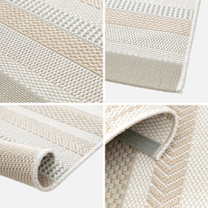 Tappeto interno/esterno vintage motivo lineare crema beige grigio