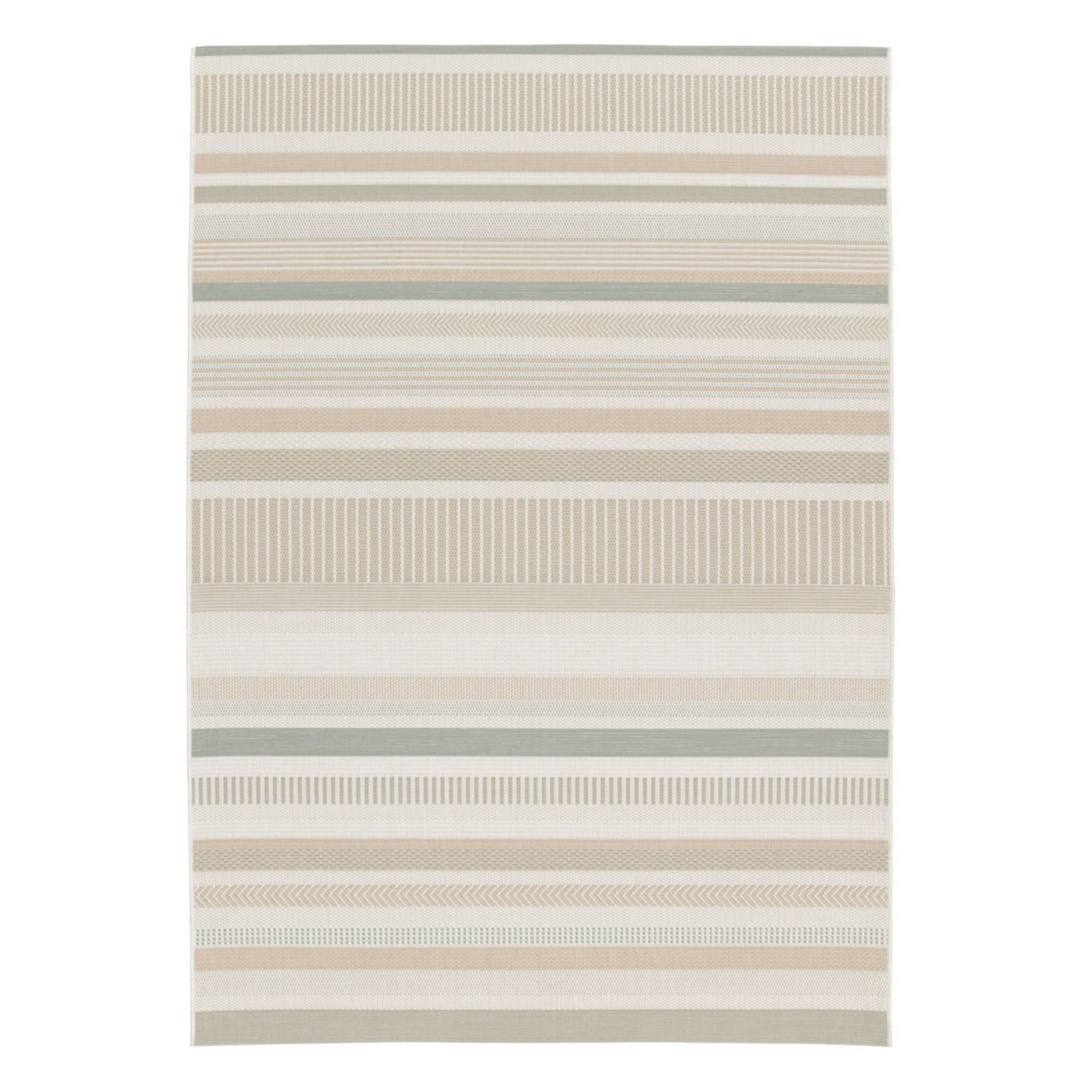 Tappeto interno/esterno vintage motivo lineare crema beige grigio