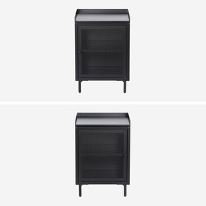 Comodino industriale in metallo 1 anta, nero