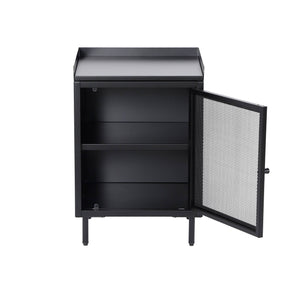 Comodino industriale in metallo 1 anta, nero