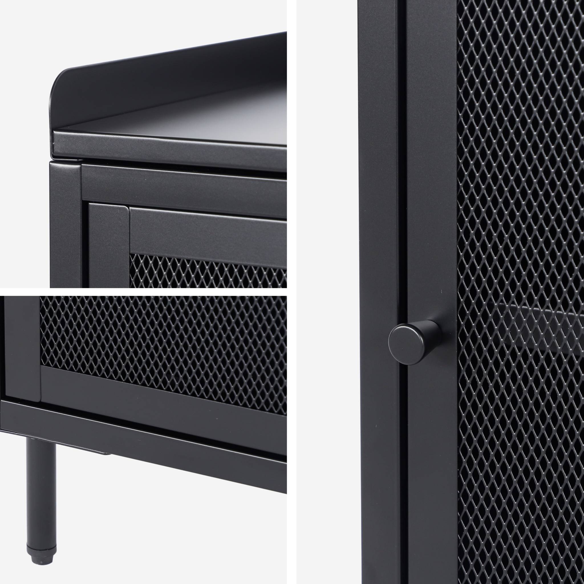 Comodino industriale in metallo 1 anta, nero