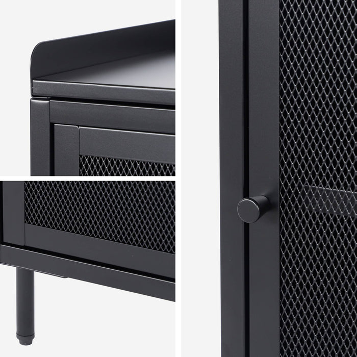 Comodino industriale in metallo 1 anta, nero