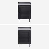 Set 2 comodini industriali in metallo 1 anta, nero