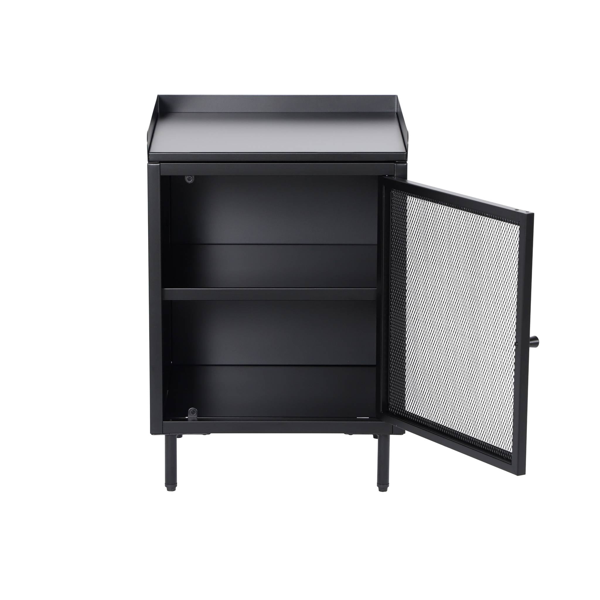 Set 2 comodini industriali in metallo 1 anta, nero