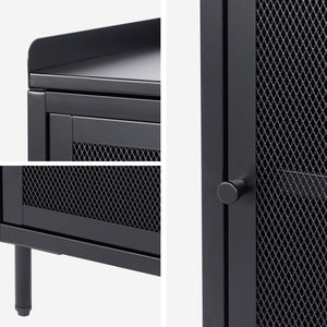 Set 2 comodini industriali in metallo 1 anta, nero