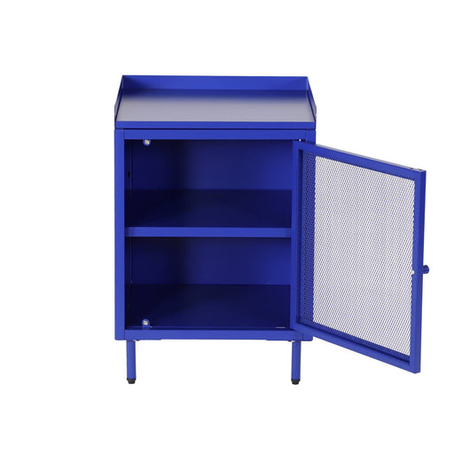 Set 2 comodini industriali in metallo 1 anta, blu