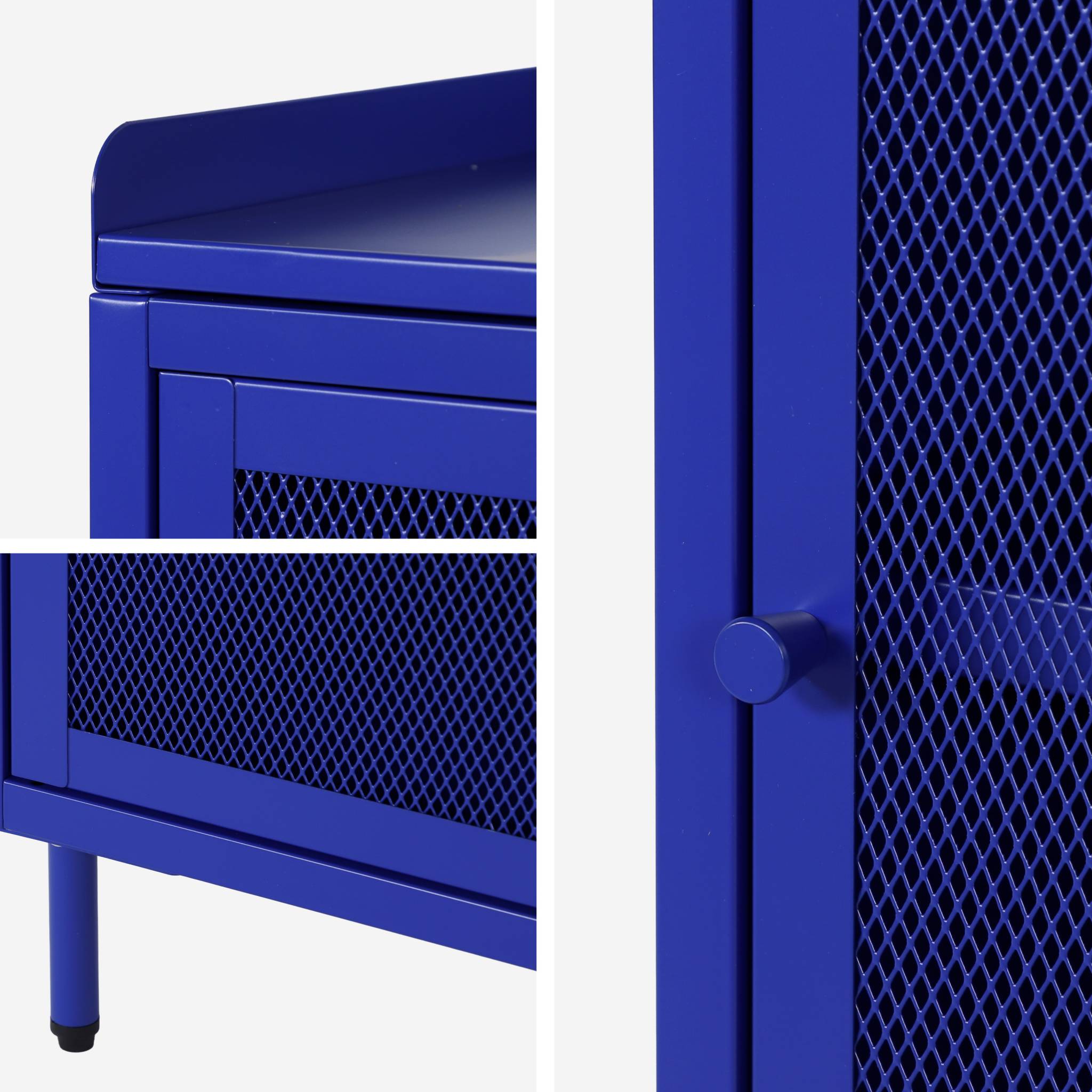 Set 2 comodini industriali in metallo 1 anta, blu