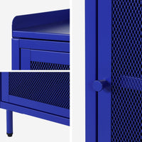 Set 2 comodini industriali in metallo 1 anta, blu