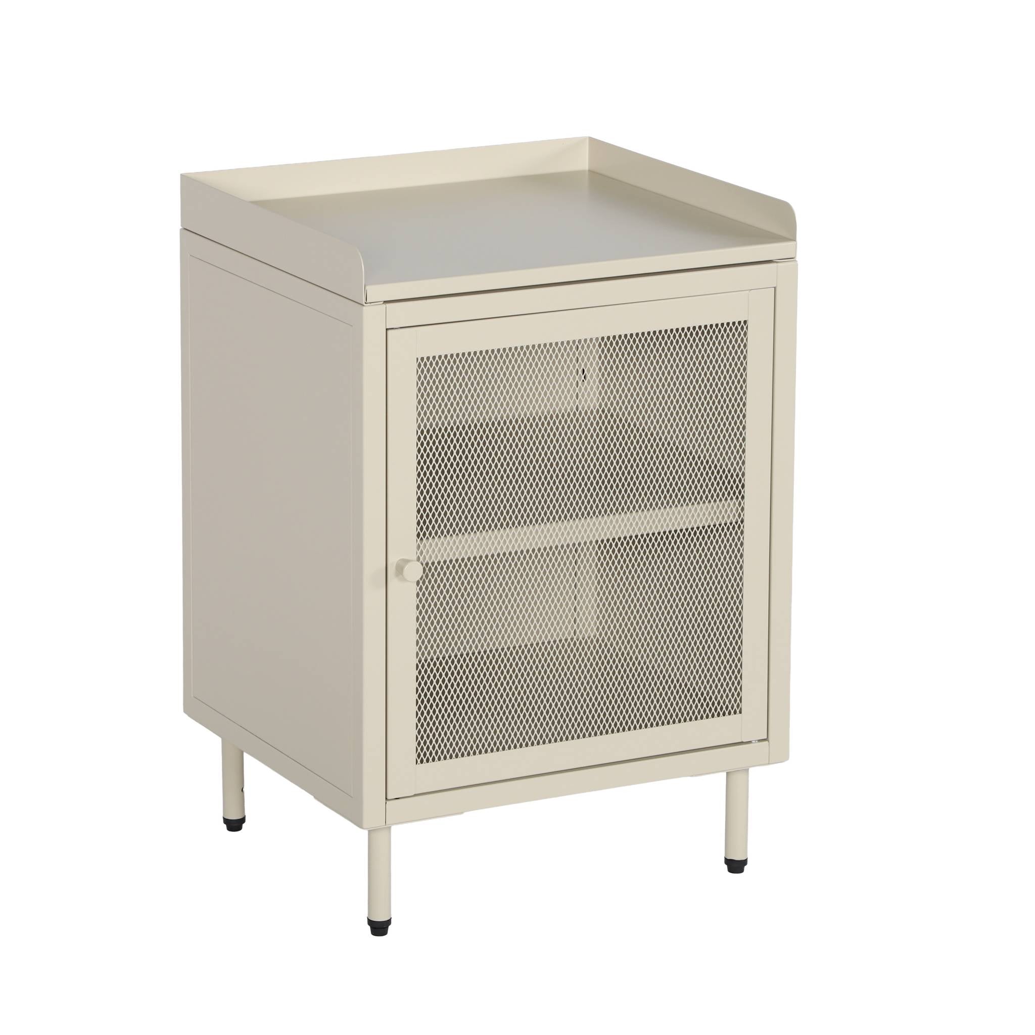 Comodino industriale in metallo 1 anta, crema