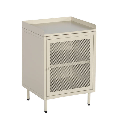 Comodino industriale in metallo 1 anta, crema