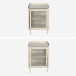 Comodino industriale in metallo 1 anta, crema