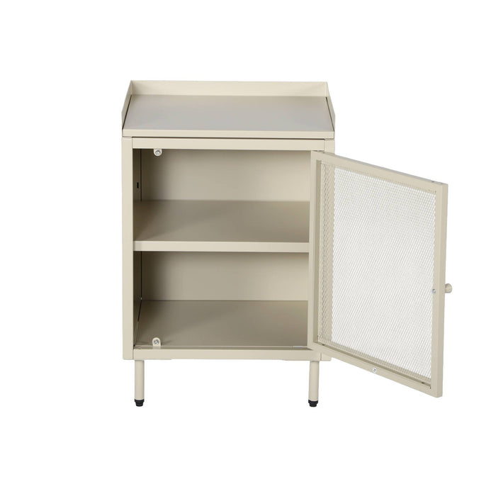 Set 2 comodini industriali in metallo 1 anta, crema