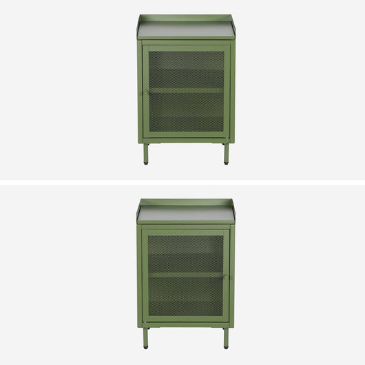 Comodino industriale in metallo 1 anta, verde