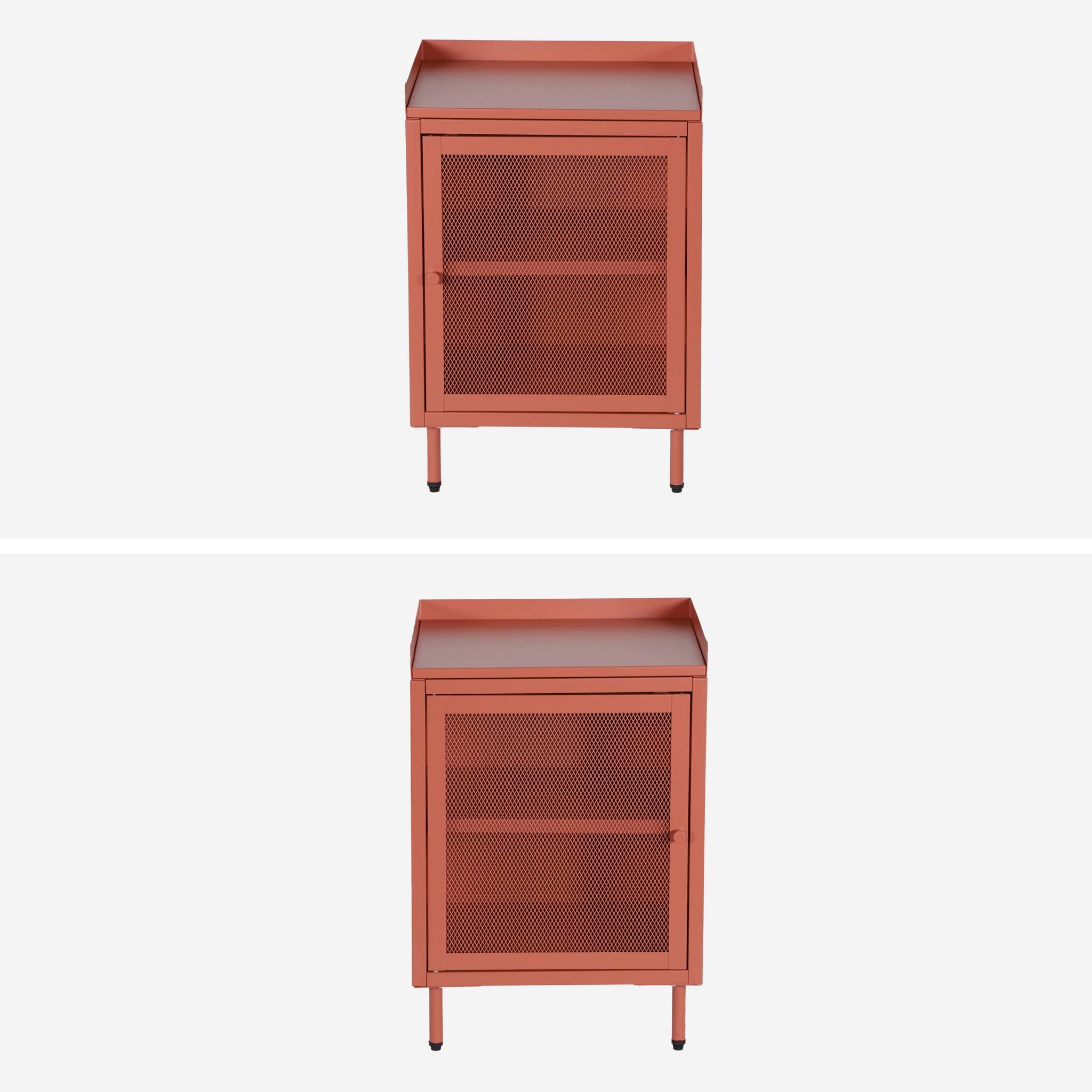 Comodino industriale in metallo 1 anta, terracotta