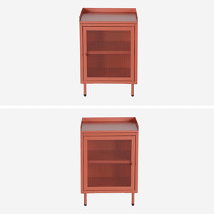 Comodino industriale in metallo 1 anta, terracotta