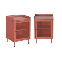 Set 2 comodini industriali in metallo 1 anta, terracotta