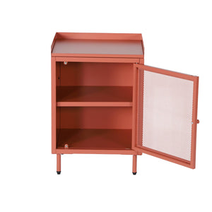 Set 2 comodini industriali in metallo 1 anta, terracotta