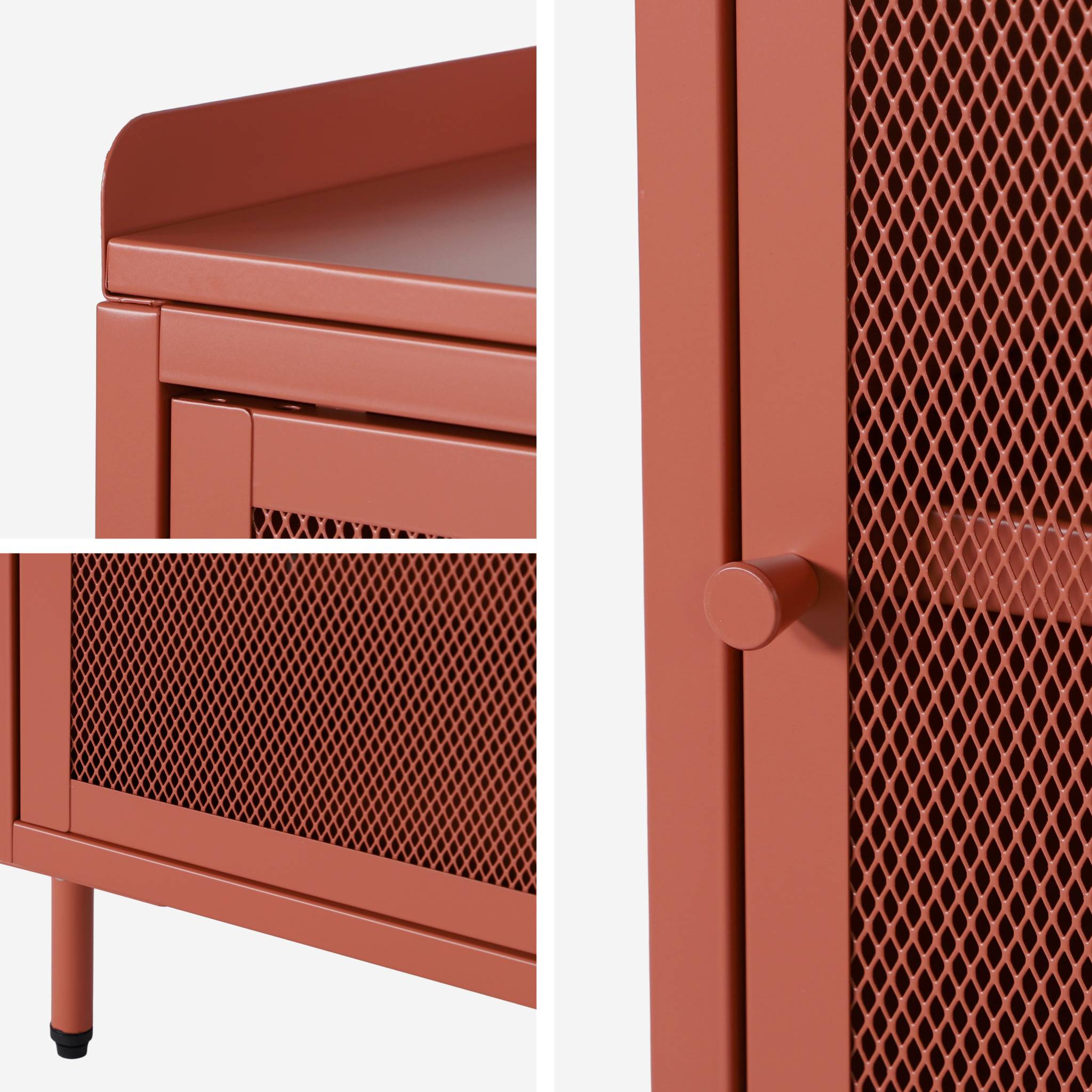 Set 2 comodini industriali in metallo 1 anta, terracotta