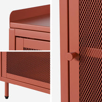 Set 2 comodini industriali in metallo 1 anta, terracotta