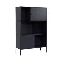 Credenza industriale in metallo con 6 scomparti, nero