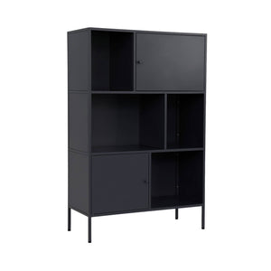Credenza industriale in metallo con 6 scomparti, nero